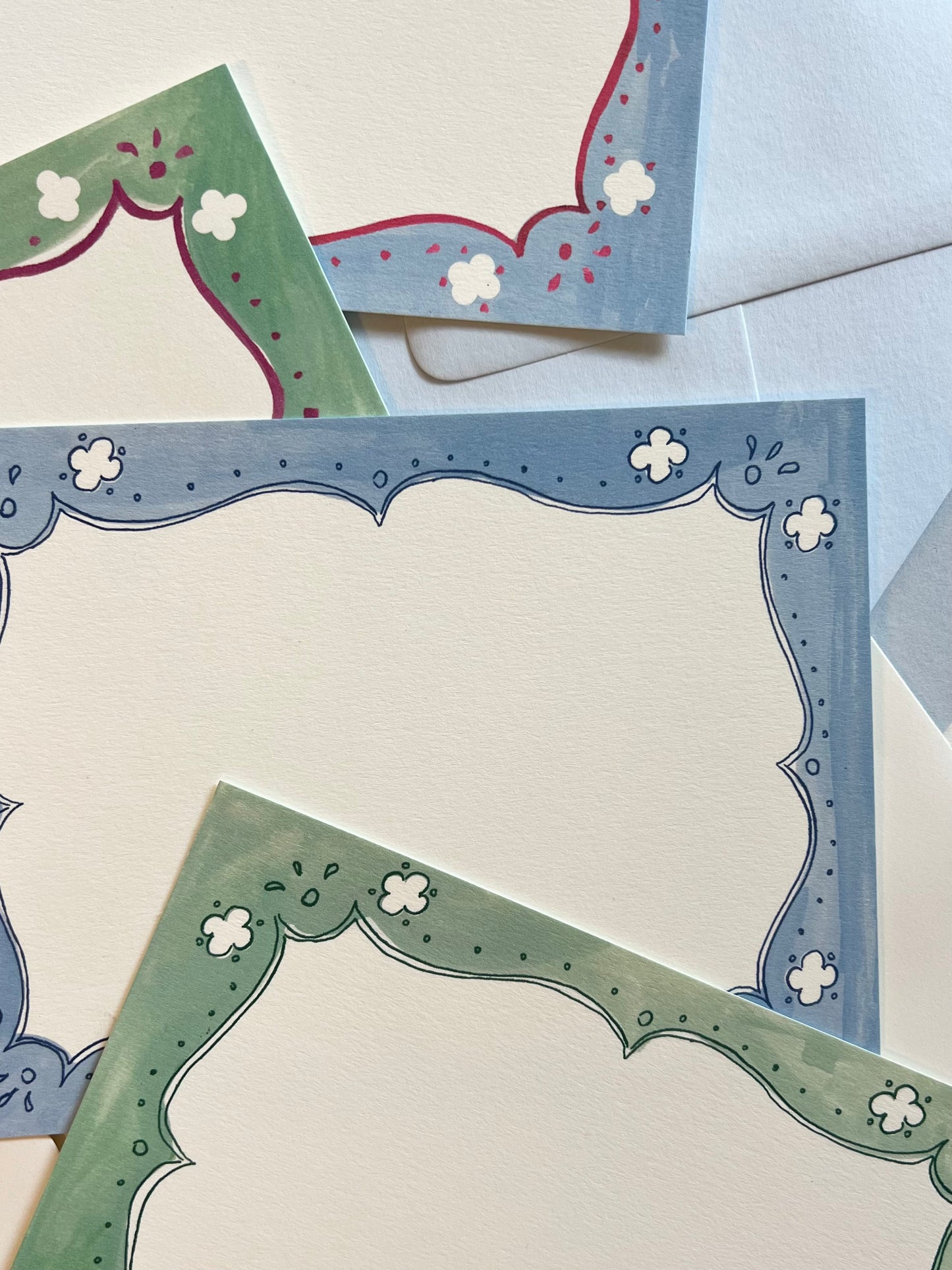 Cottage Border Stationery Set - Blue