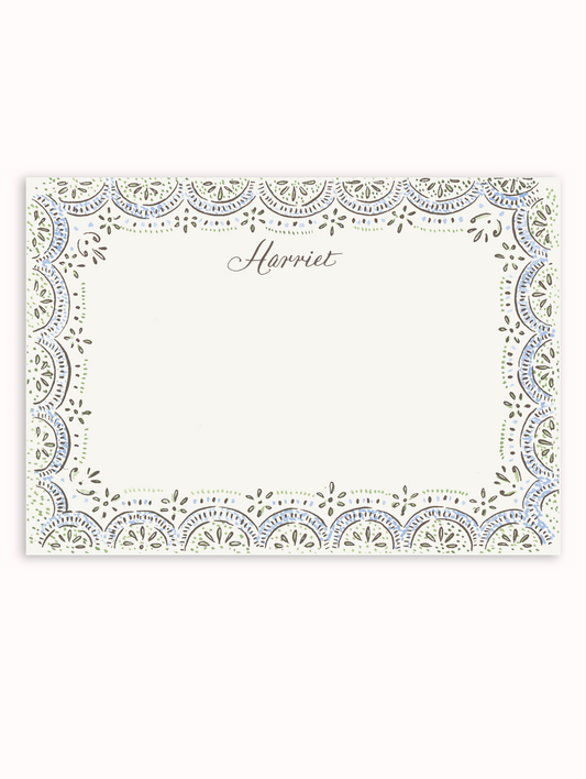 Harriet Scallop Stationery Set - Green & Blue