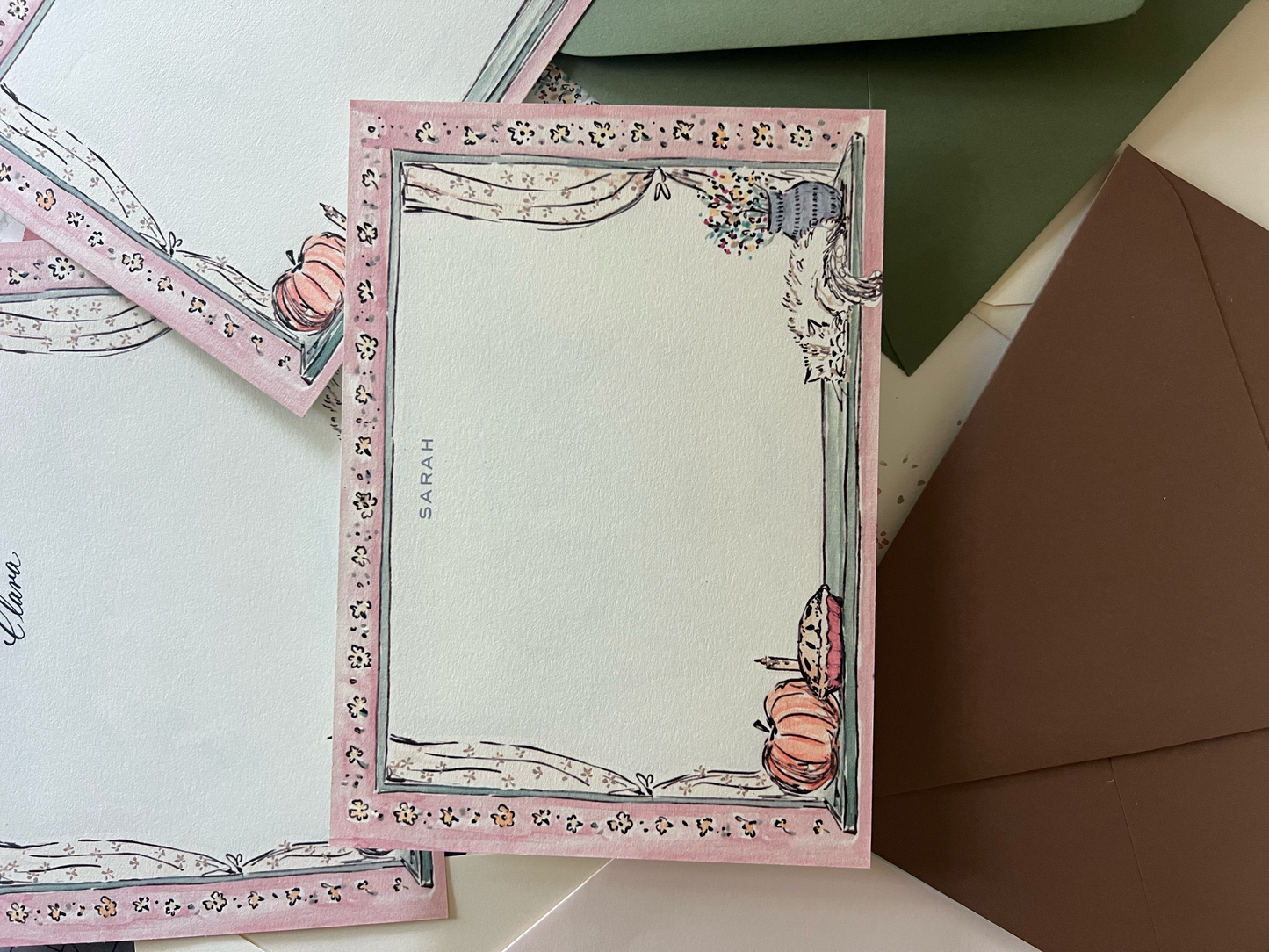 Autumn Windowsill Red Stationery