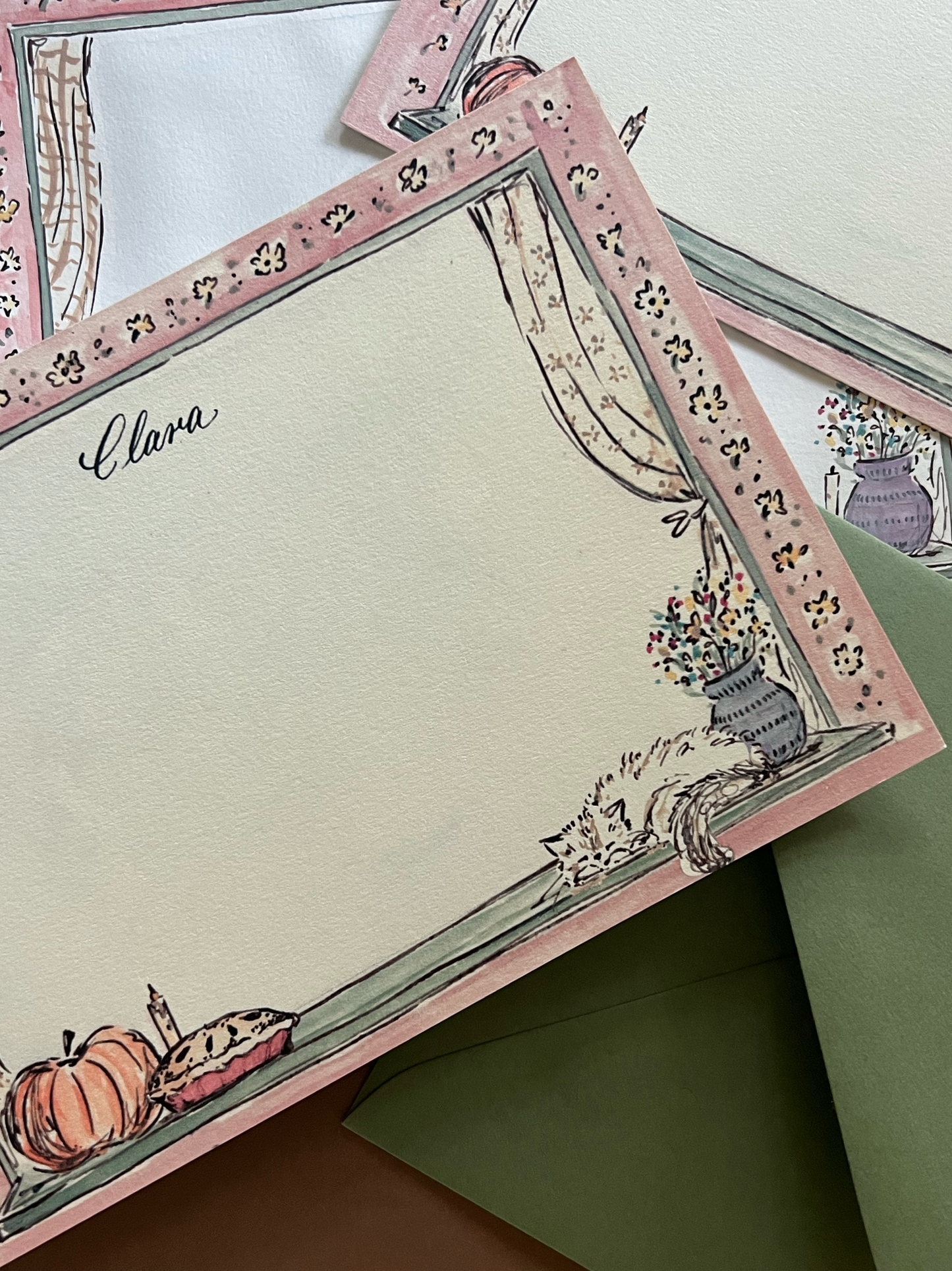 Autumn Windowsill Red Stationery