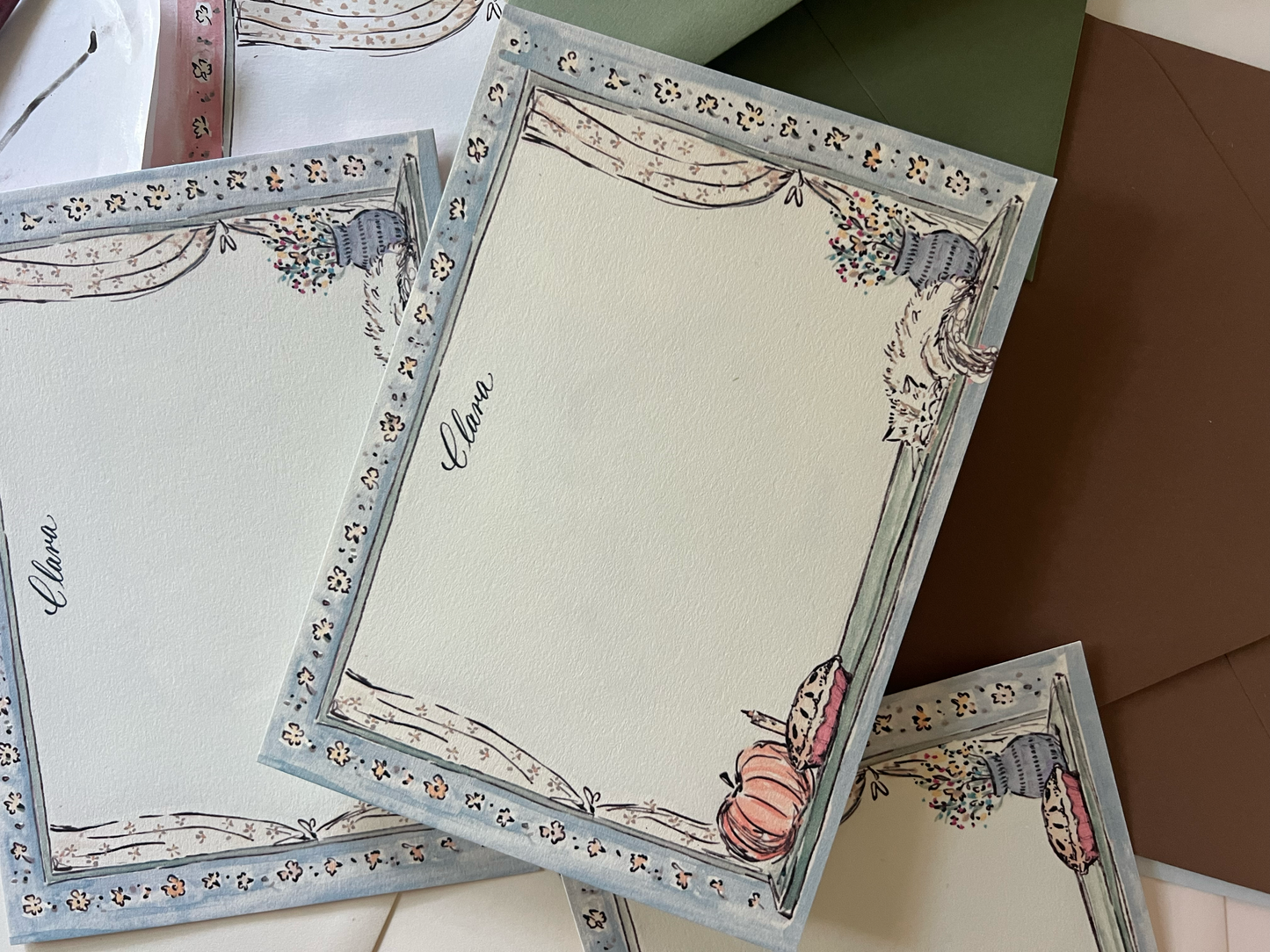 Autumn Windowsill Blue Stationery
