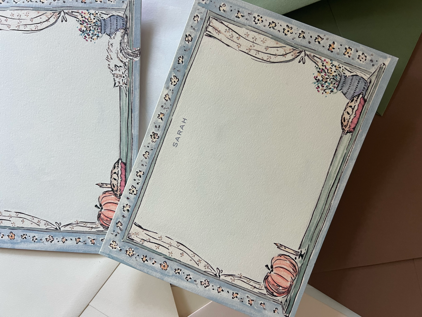 Autumn Windowsill Blue Stationery