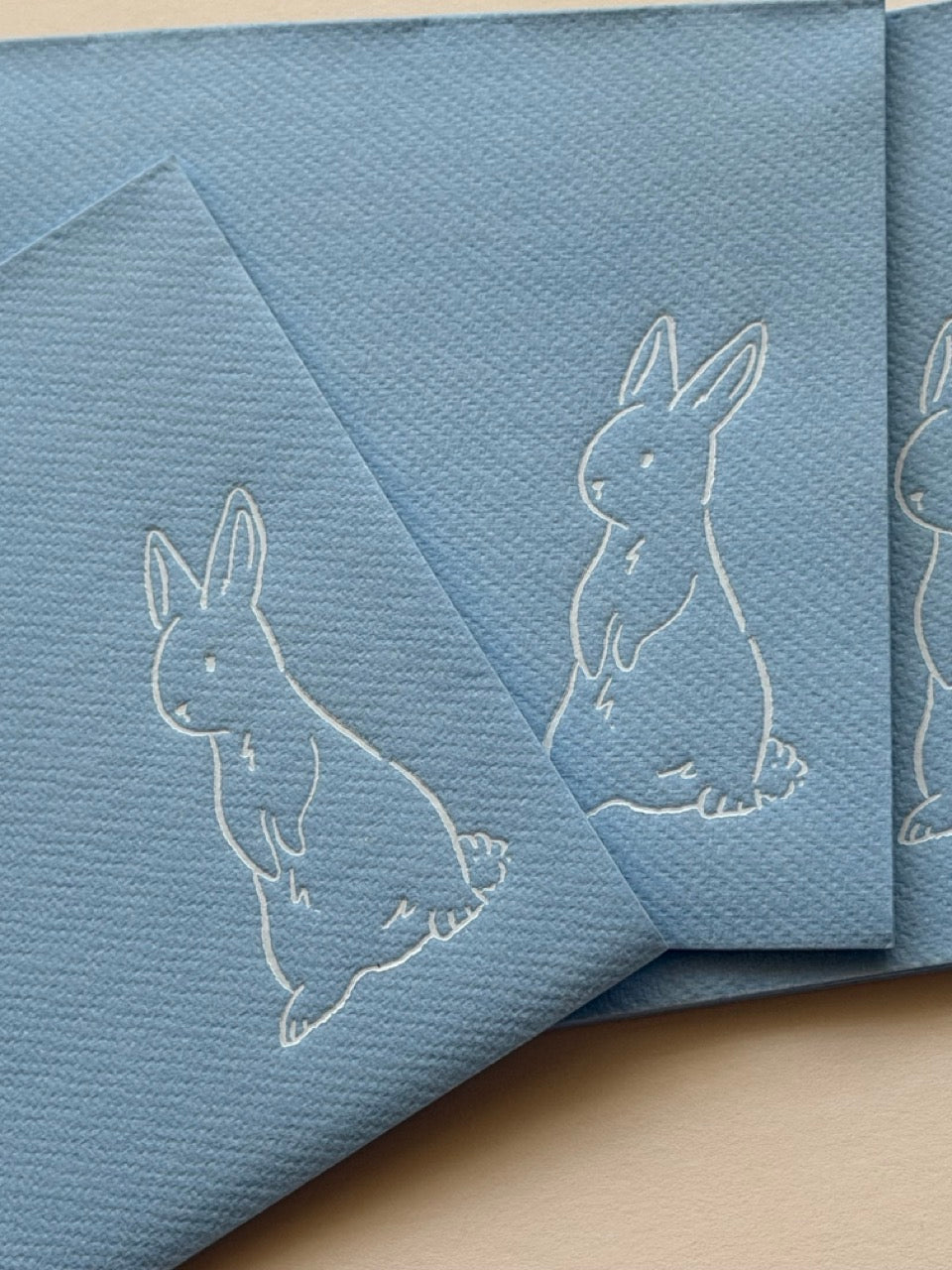 Bunny Sketch Napkins - Blue