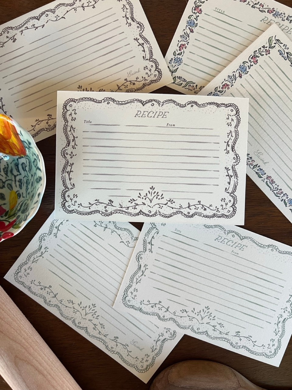 Embroidery Brown Recipe Cards