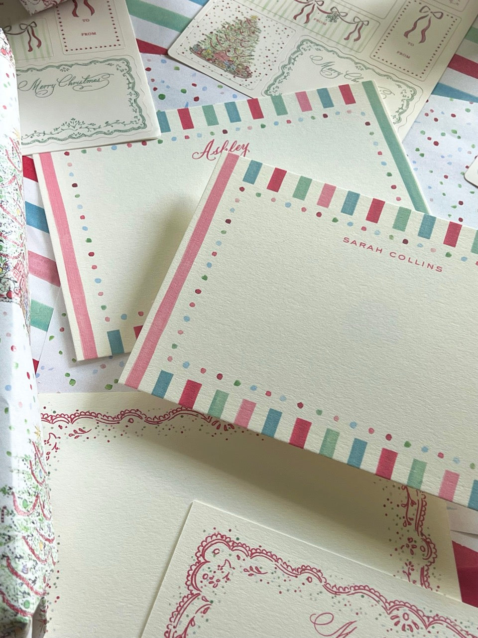 Holiday Stripe Stationery Set