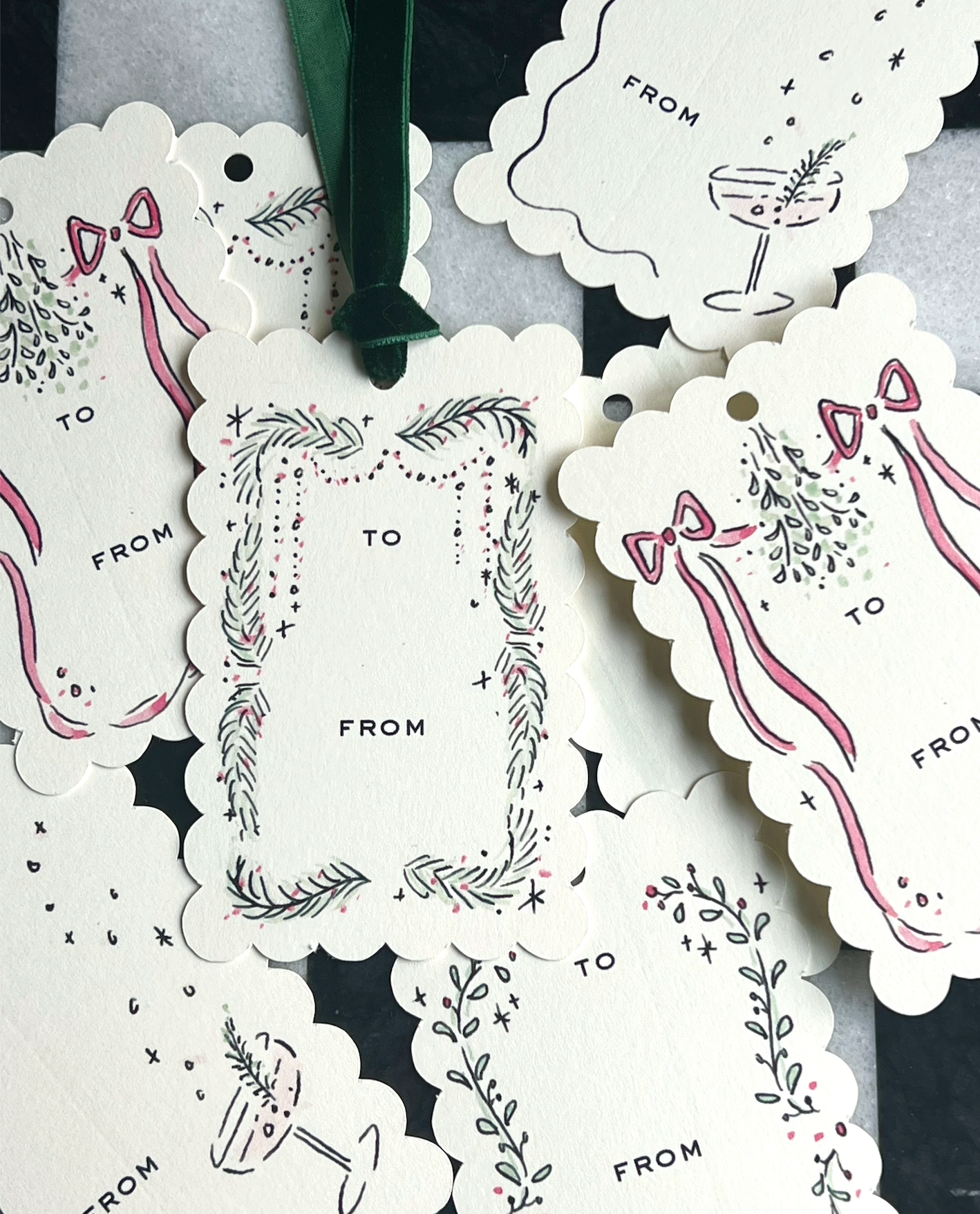 Holly Wreath Gift Tags