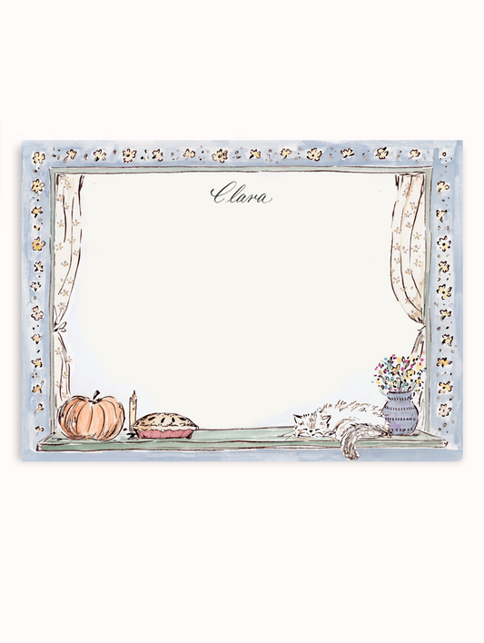 Autumn Windowsill Blue Stationery
