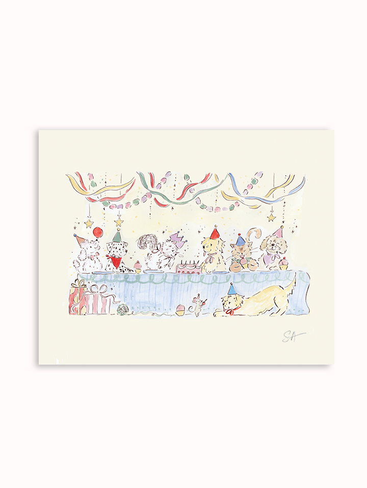 Birthday Pawty Art Print