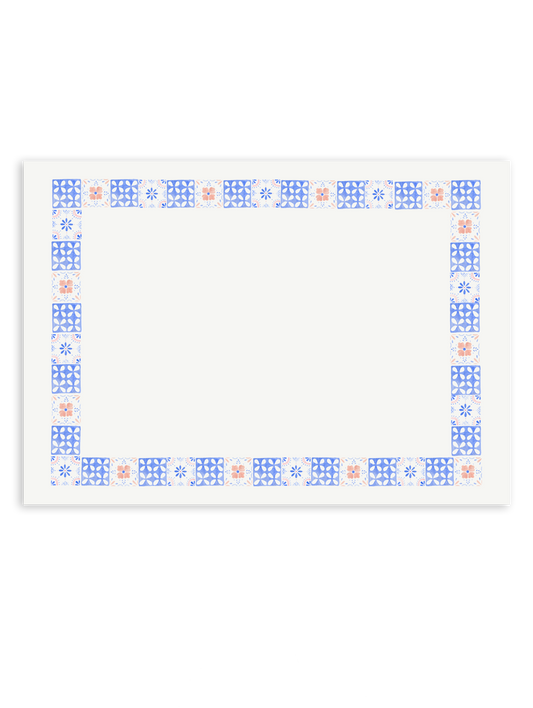 Blush and Blue Hand Painted Tile Stationery Set