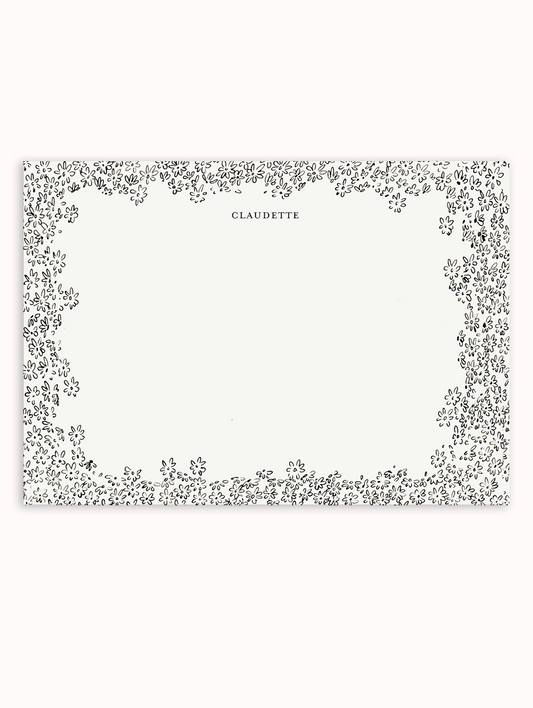 Claudette White and Black Border Stationery Set
