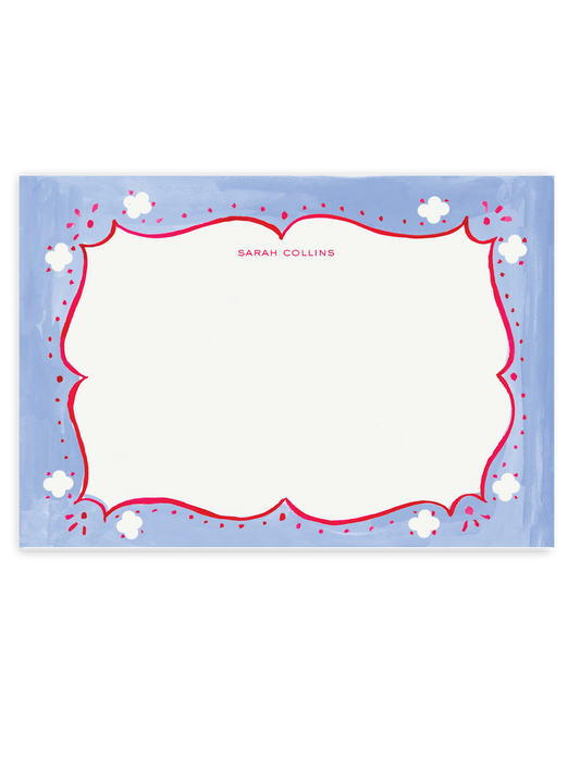 Cottage Border Stationery Set - Cherry and Blue
