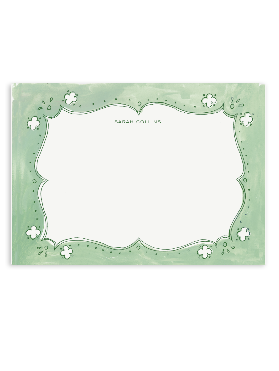 Cottage Border Green Stationery Set