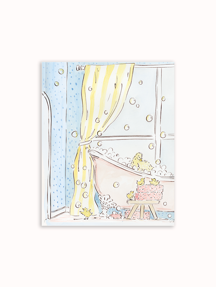 Bath Time for Ducks Art Print