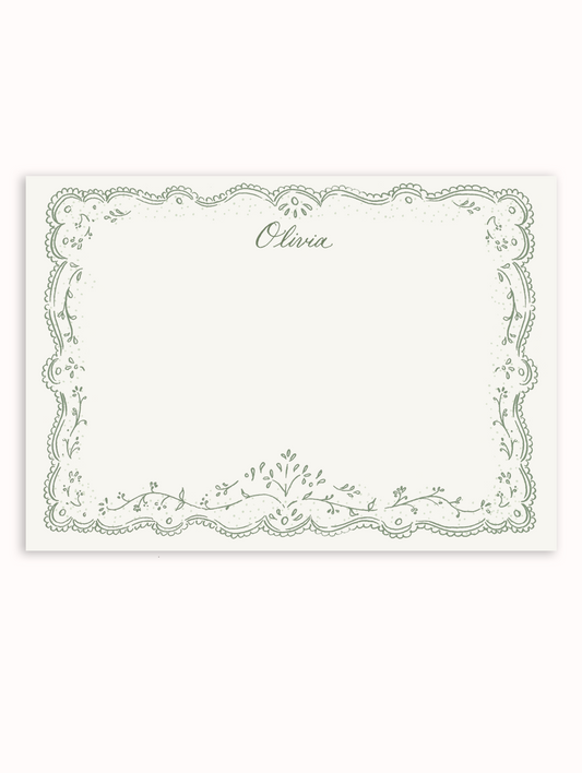 Embroidery Fall Sage Green Stationery Set