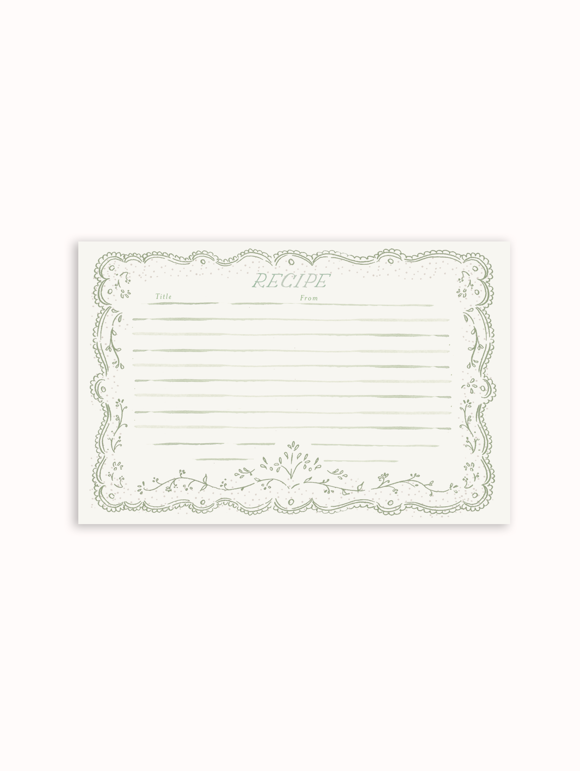 Embroidery Green Recipe Cards