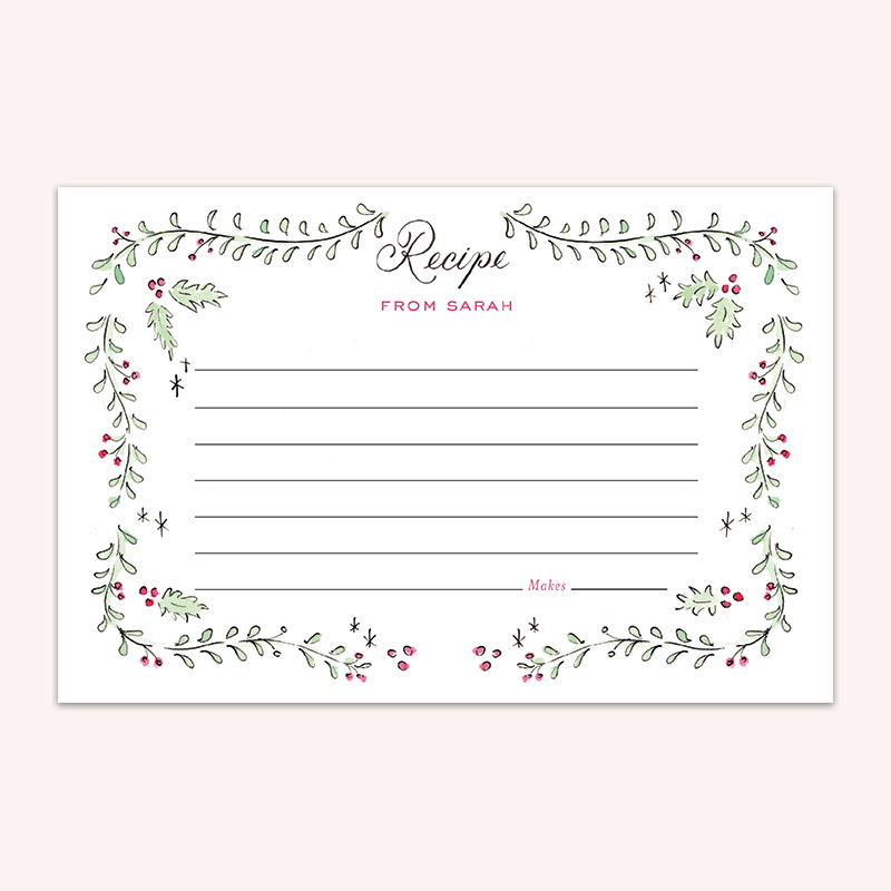 Holly Wreath Recipe Card