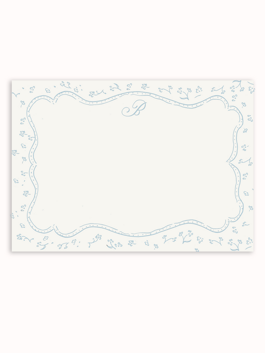 Tiny Florals Border Blue Stationery Set
