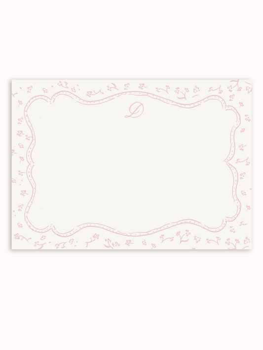 Tiny Florals Border Pink Stationery Set