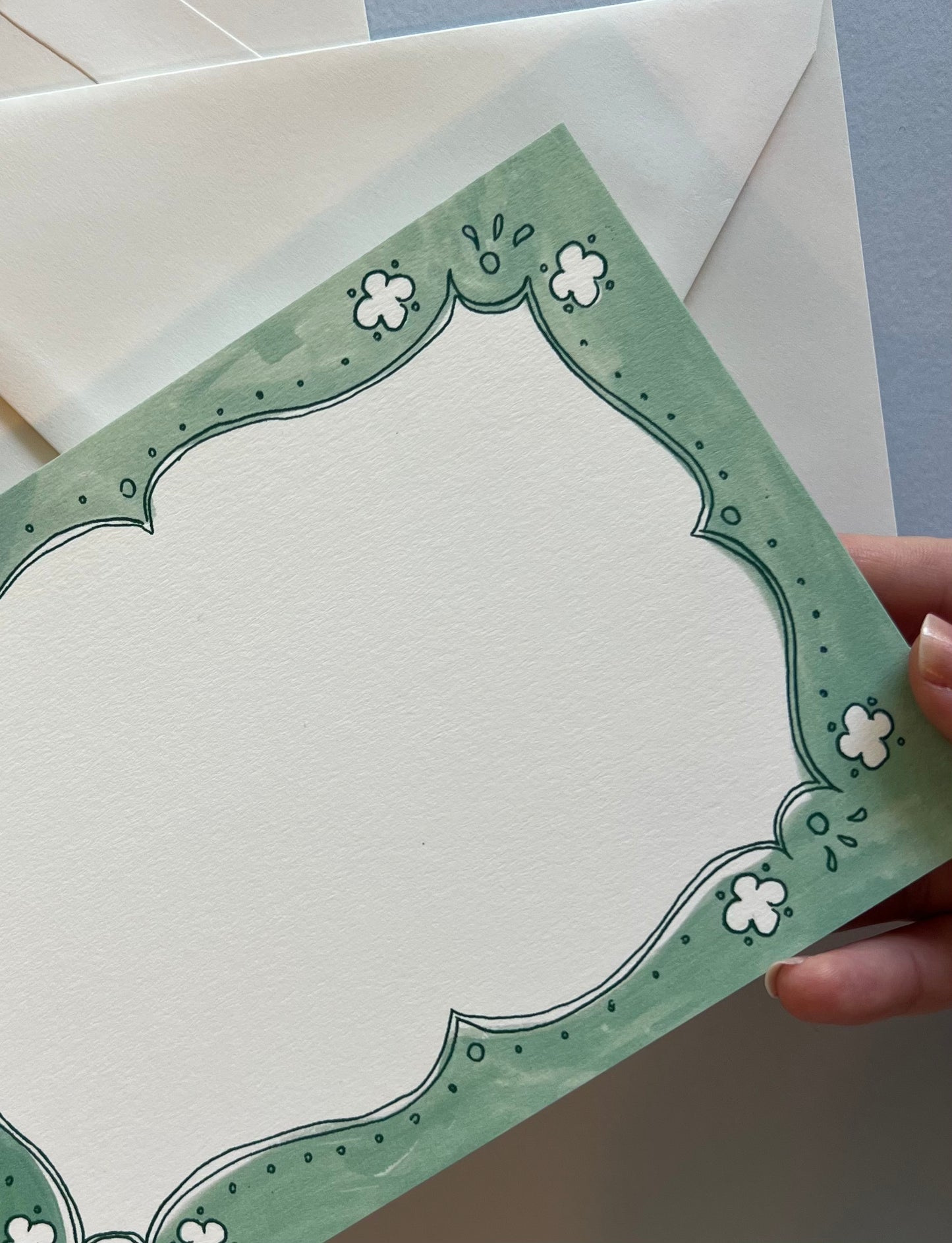 Cottage Border Stationery Set - Green