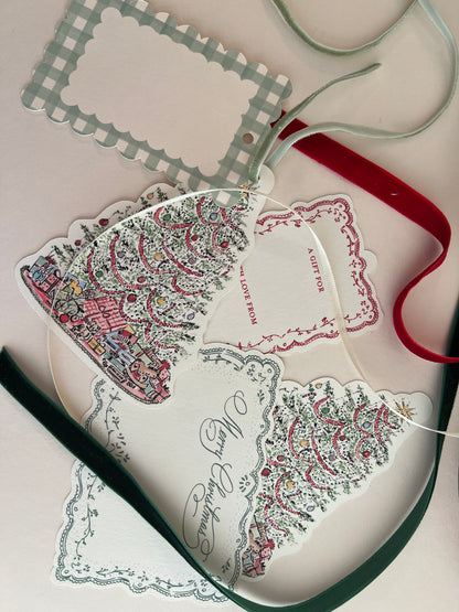 Embroidered Green Border Gift Tags