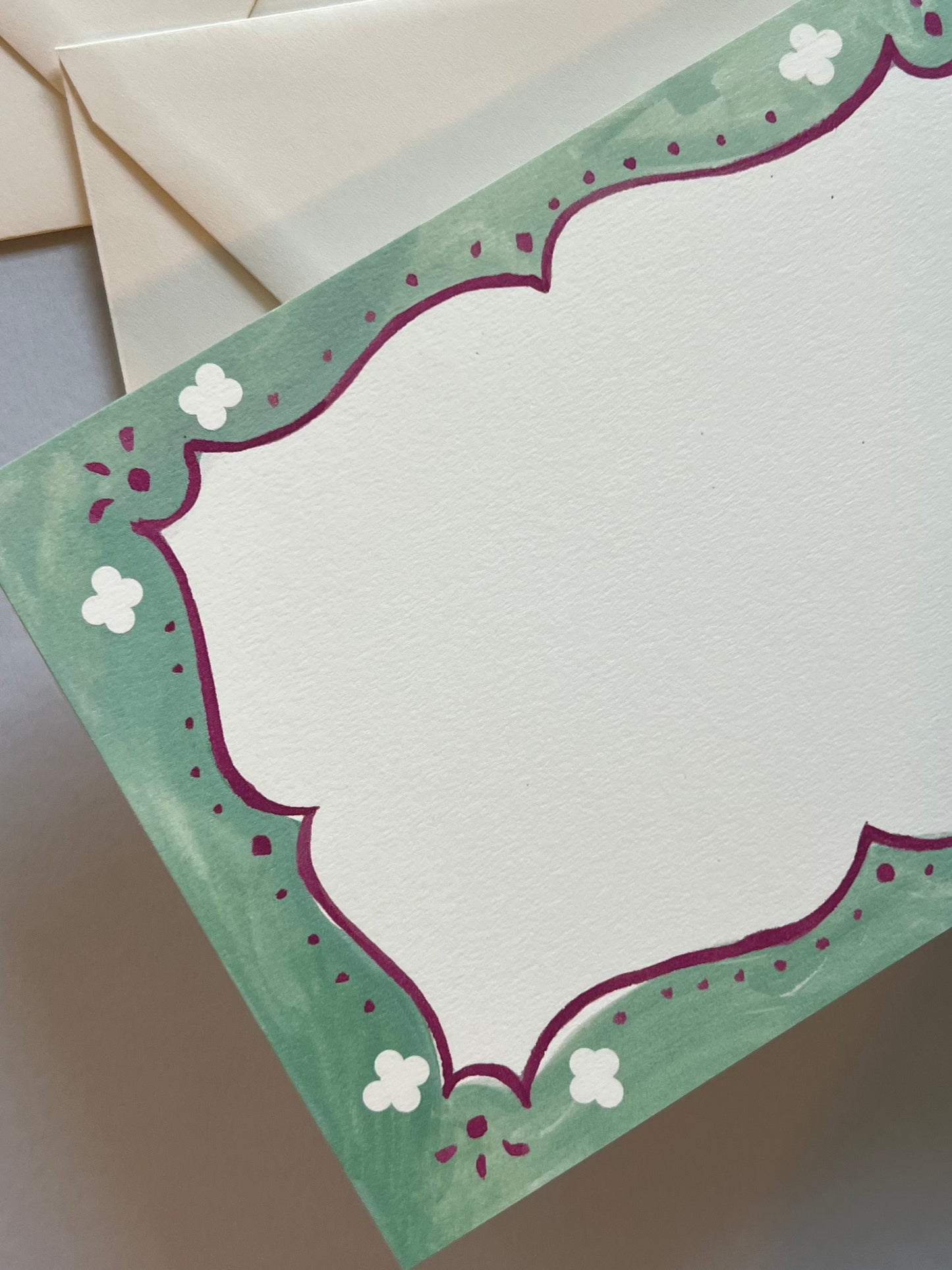 Cottage Border Stationery Set - Berry and Green