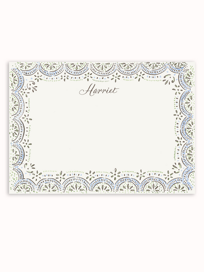 Harriet Scallop Stationery Set - Green & Blue