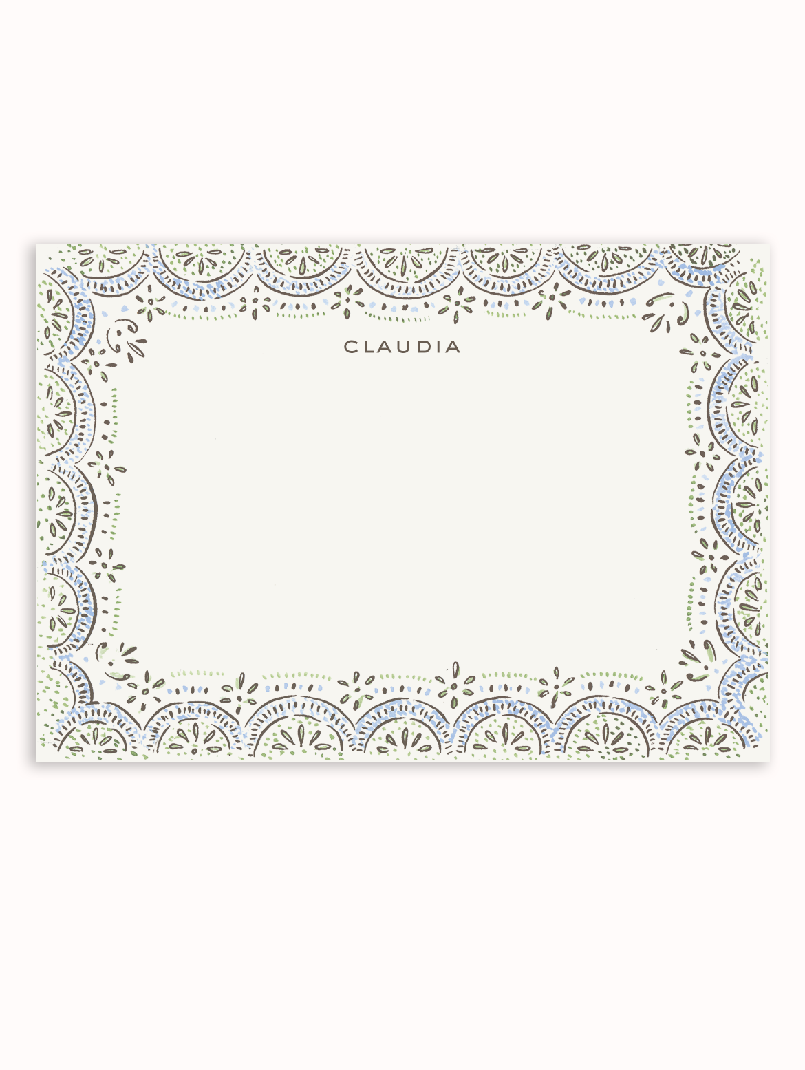 Harriet Scallop Stationery Set - Green & Blue