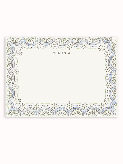 Harriet Scallop Stationery Set - Green & Blue