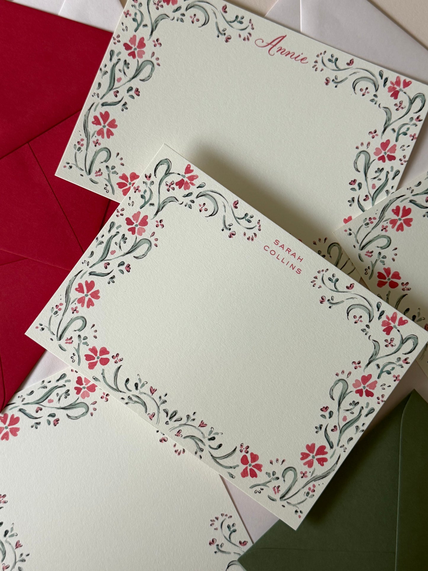 Red Cosmos Stationery Set