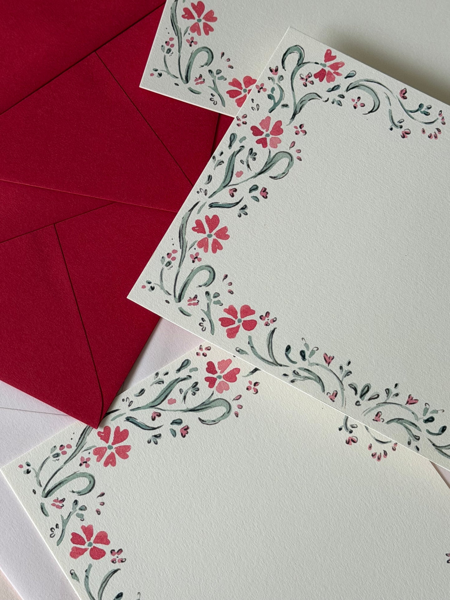 Red Cosmos Stationery Set