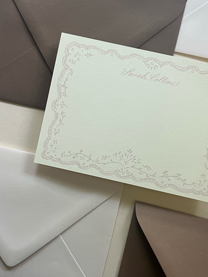 Embroidered Fall Pink Stationery Set