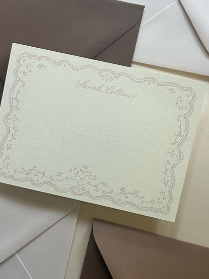 Embroidered Fall Pink Stationery Set