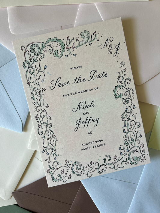 Flourishing Frame Border Semi Custom Invitation