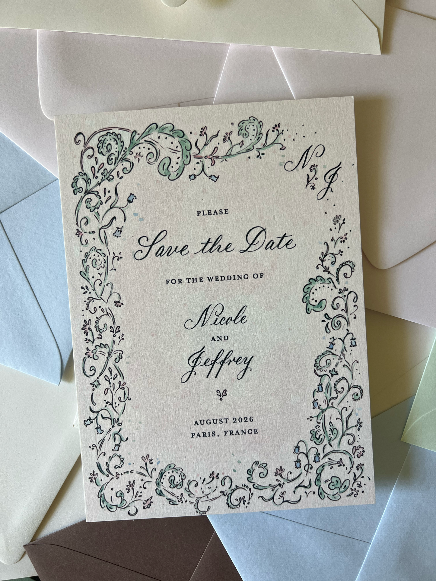 Flourishing Frame Border Semi Custom Invitation