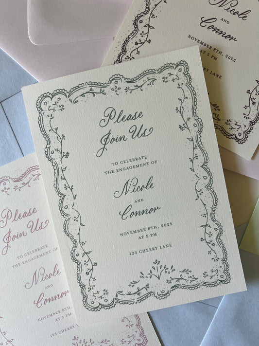 Embroidered Semi Custom Invitation