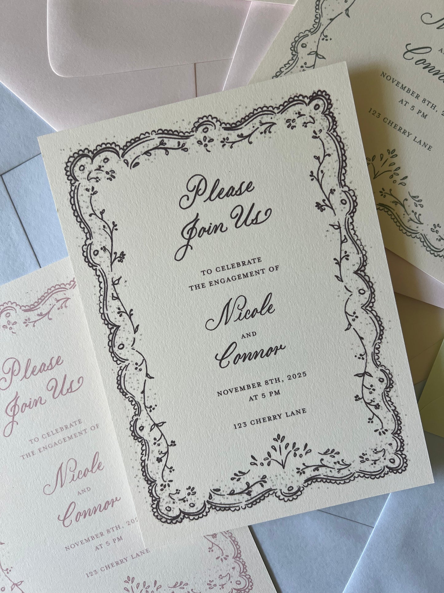 Embroidered Semi Custom Invitation