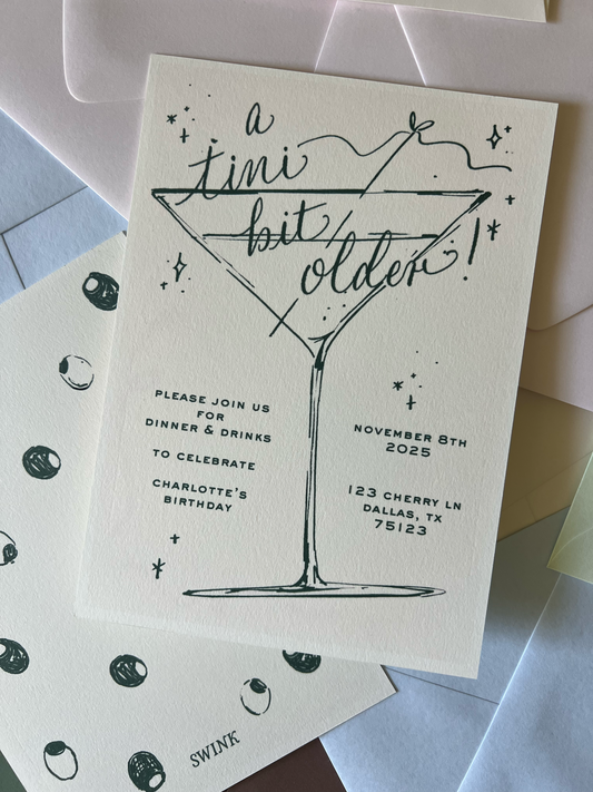 Martini and Olives Semi Custom Invitation