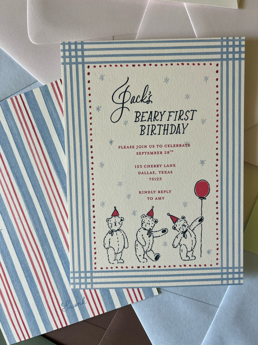 Bear Party Semi Custom Invitation