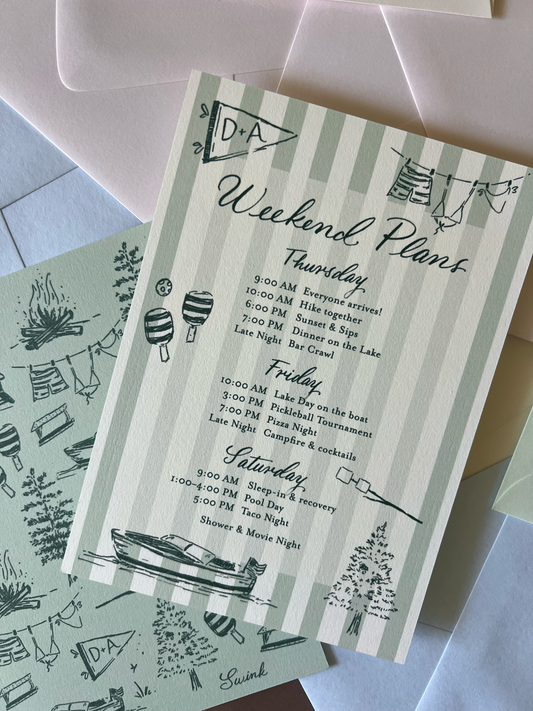 Camp Weekend Semi Custom Itinerary