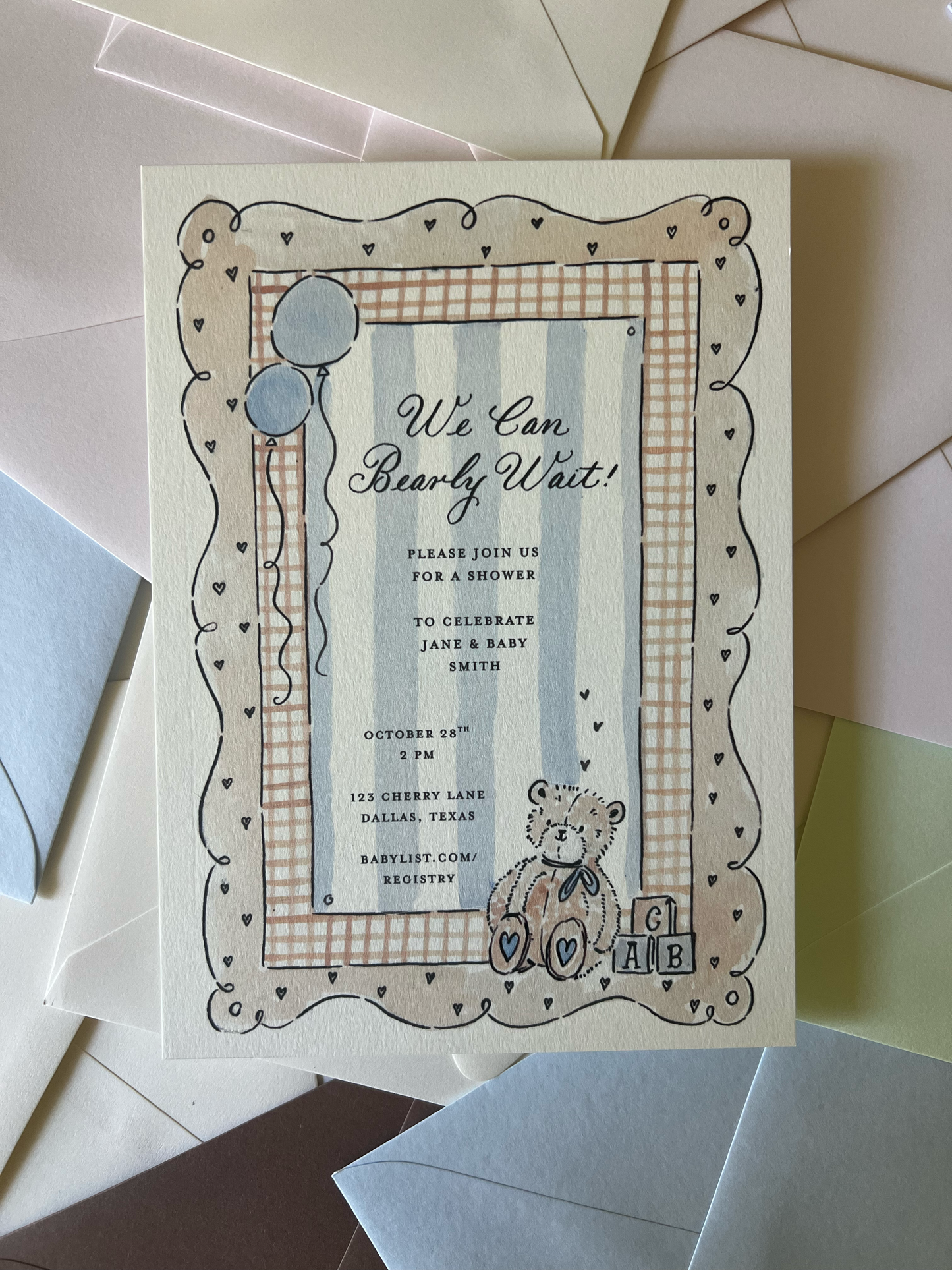 Can't Bearly Wait Semi Custom Invitation