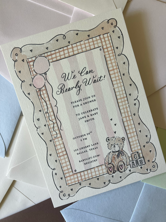 Can't Bearly Wait Semi Custom Invitation