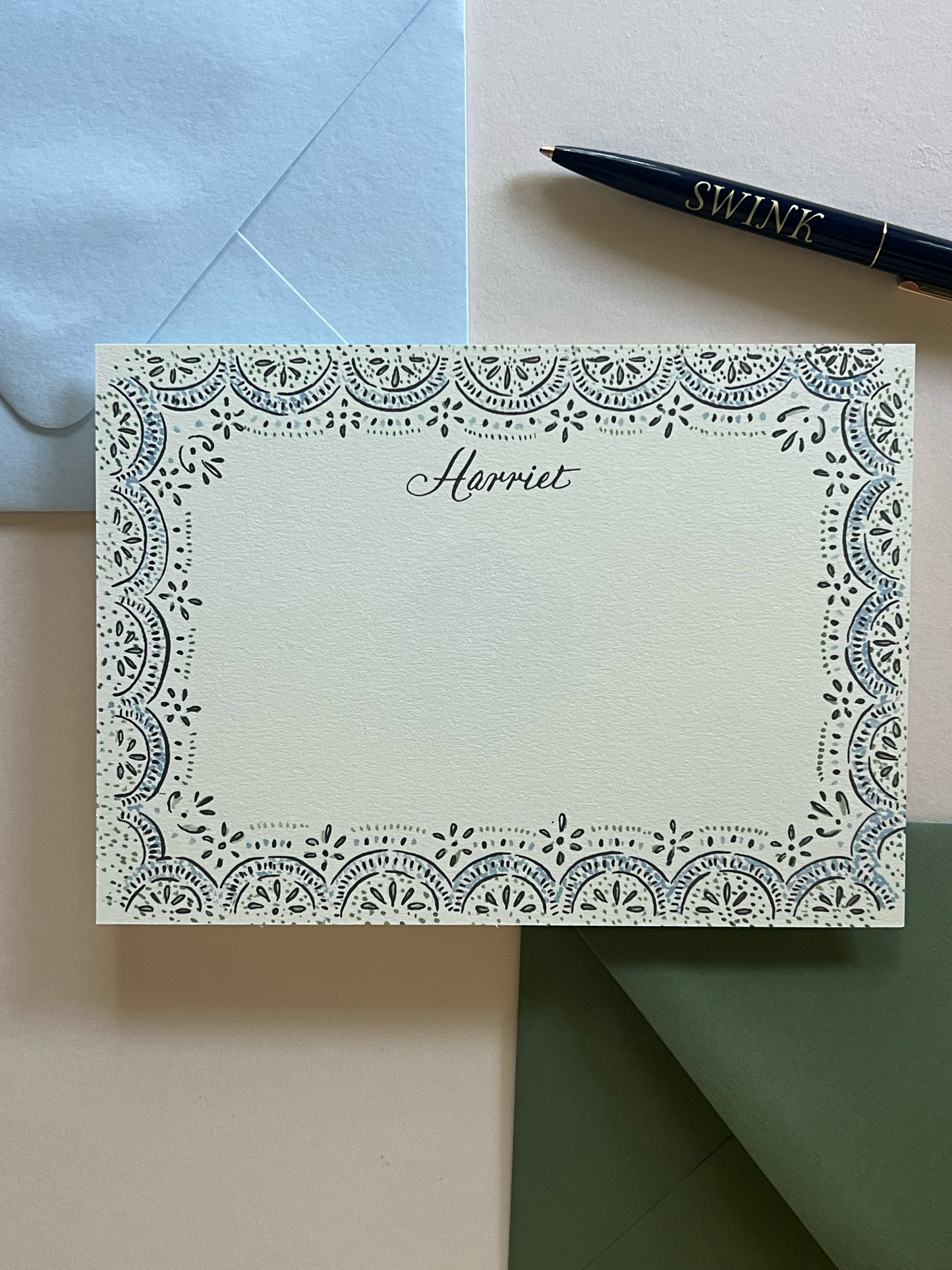 Harriet Scallop Stationery Set - Pink & Blue