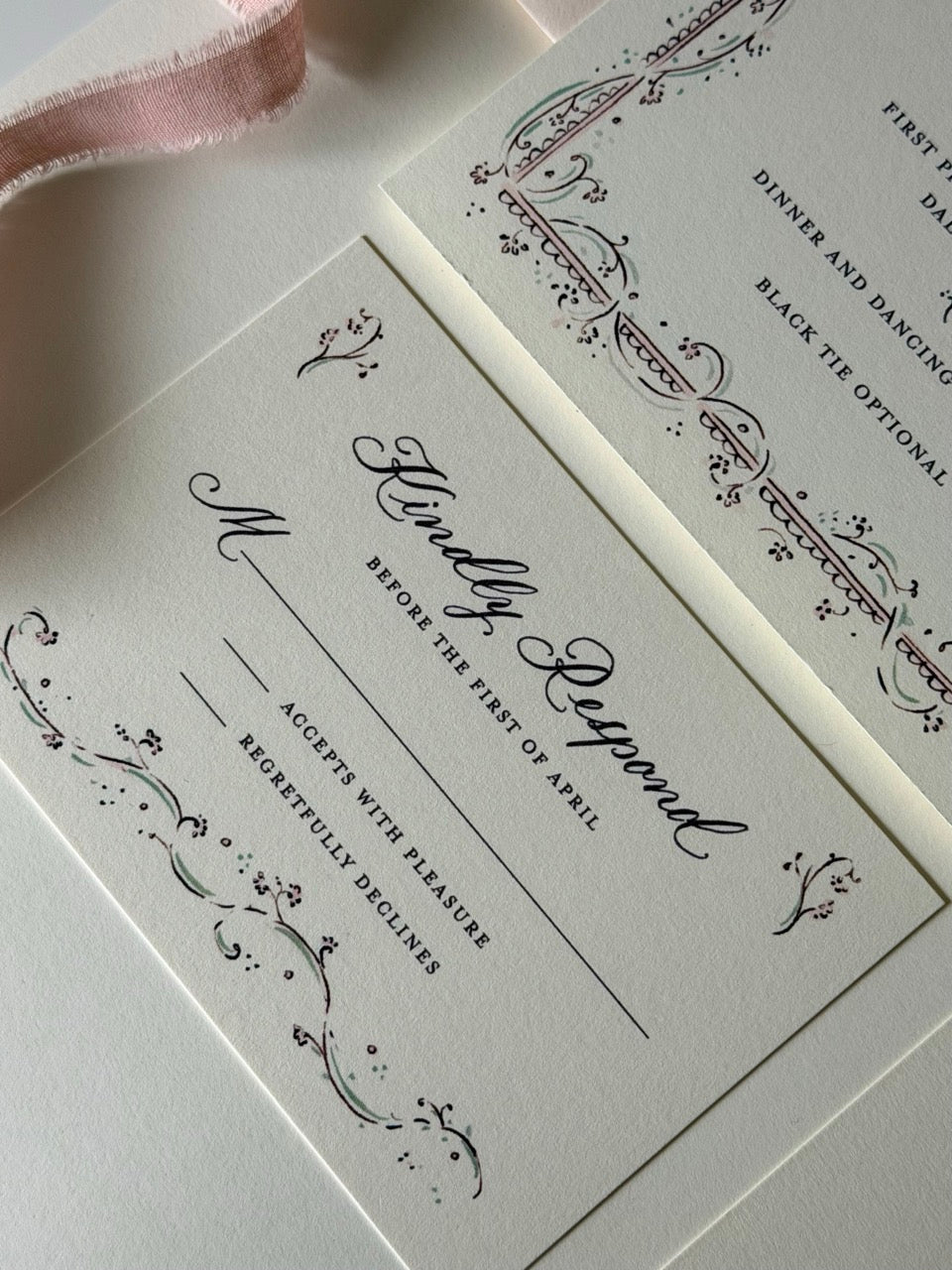 Clara Blush & Sage Main Wedding Invitation