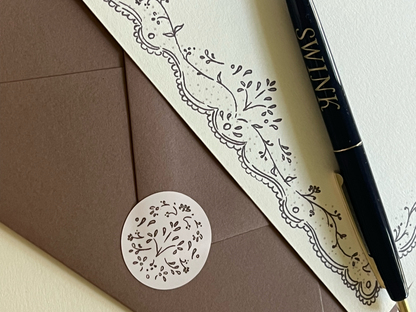 Envelope Sticker Seals - Brown Embroidered