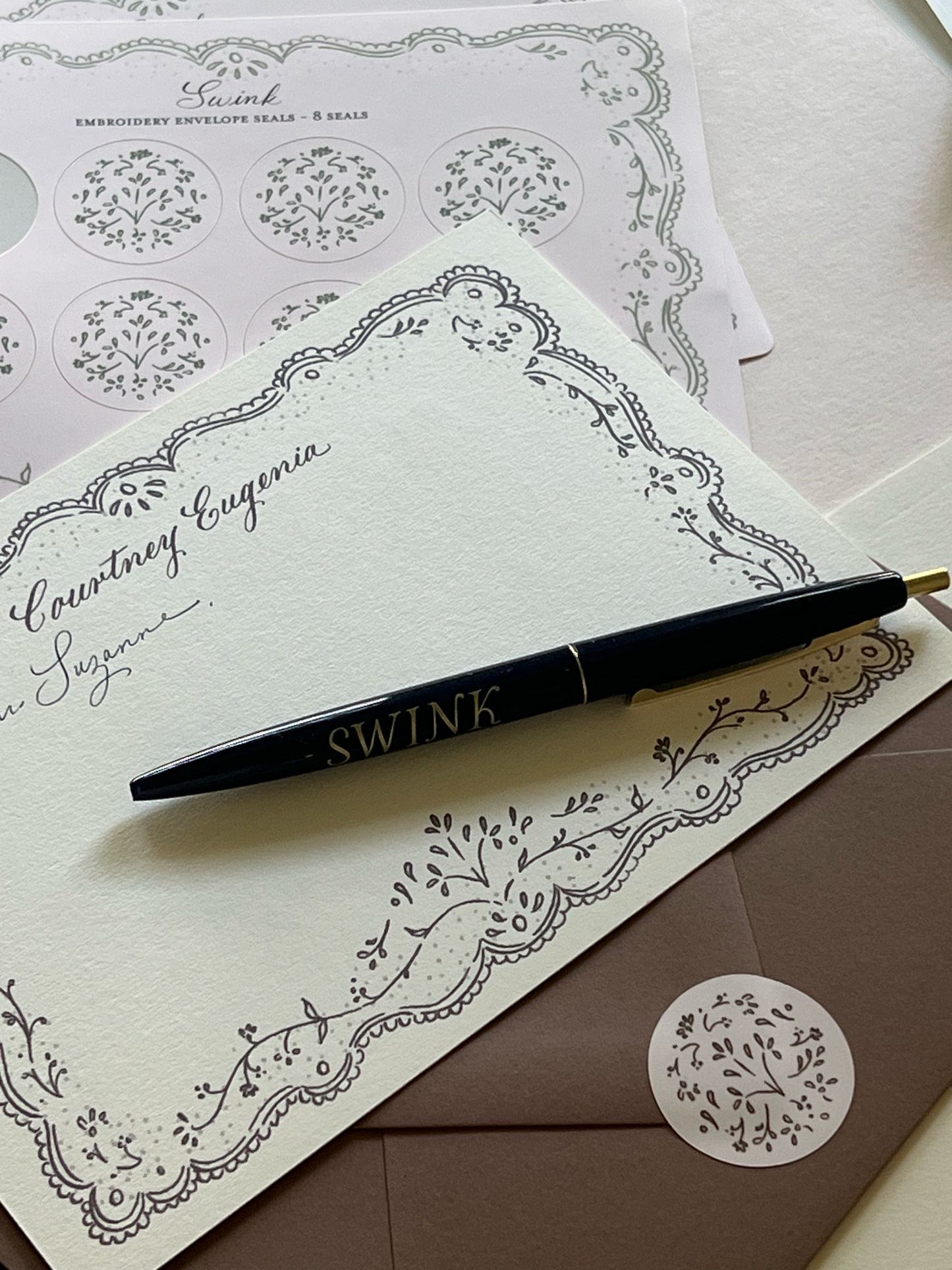 Envelope Seals - Brown Embroidery