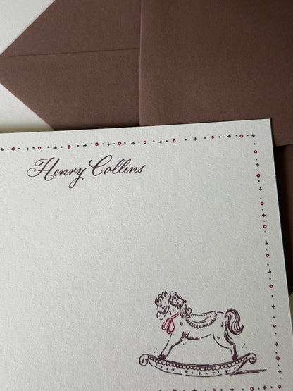 Rocking Horse Cocoa & Cherry Stationery Set