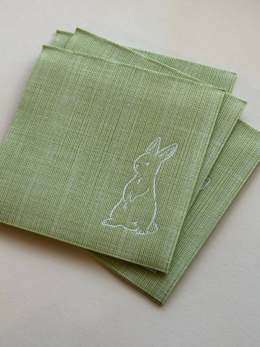 Bunny Sketch Napkins - Spring Green Linen