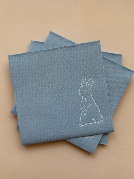 Bunny Sketch Napkins - Blue