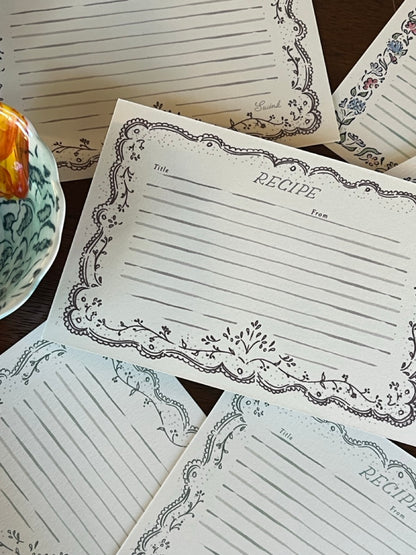 Embroidered Brown Recipe Cards