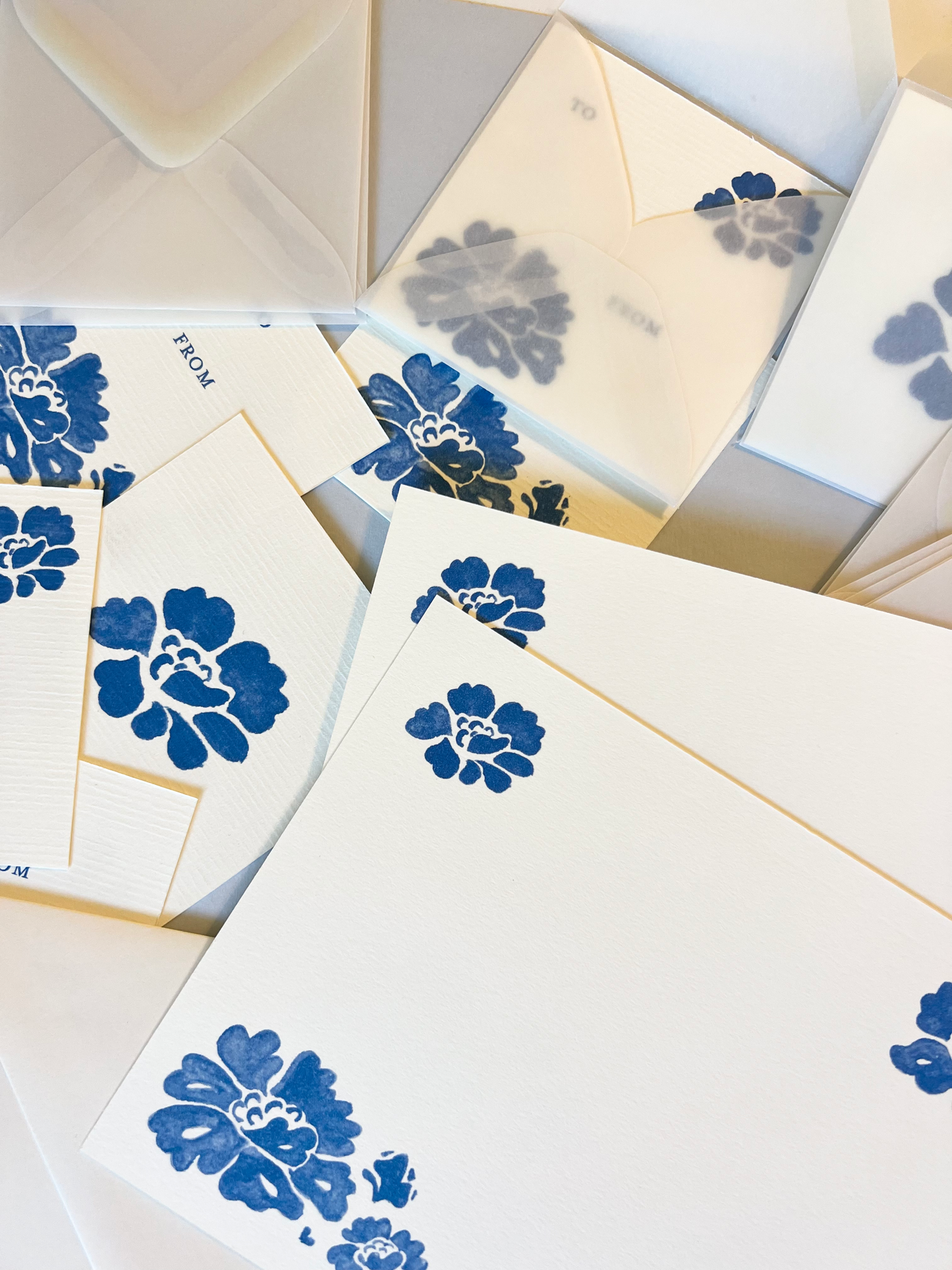 Blue Flora Stationery Set